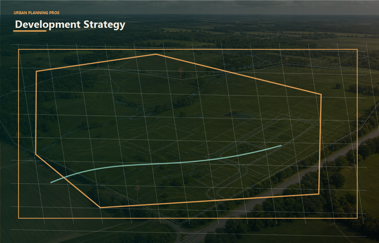 Development Consulting header image for Urban Planning Pros showing Development strategy image with planning roadmap overlays
