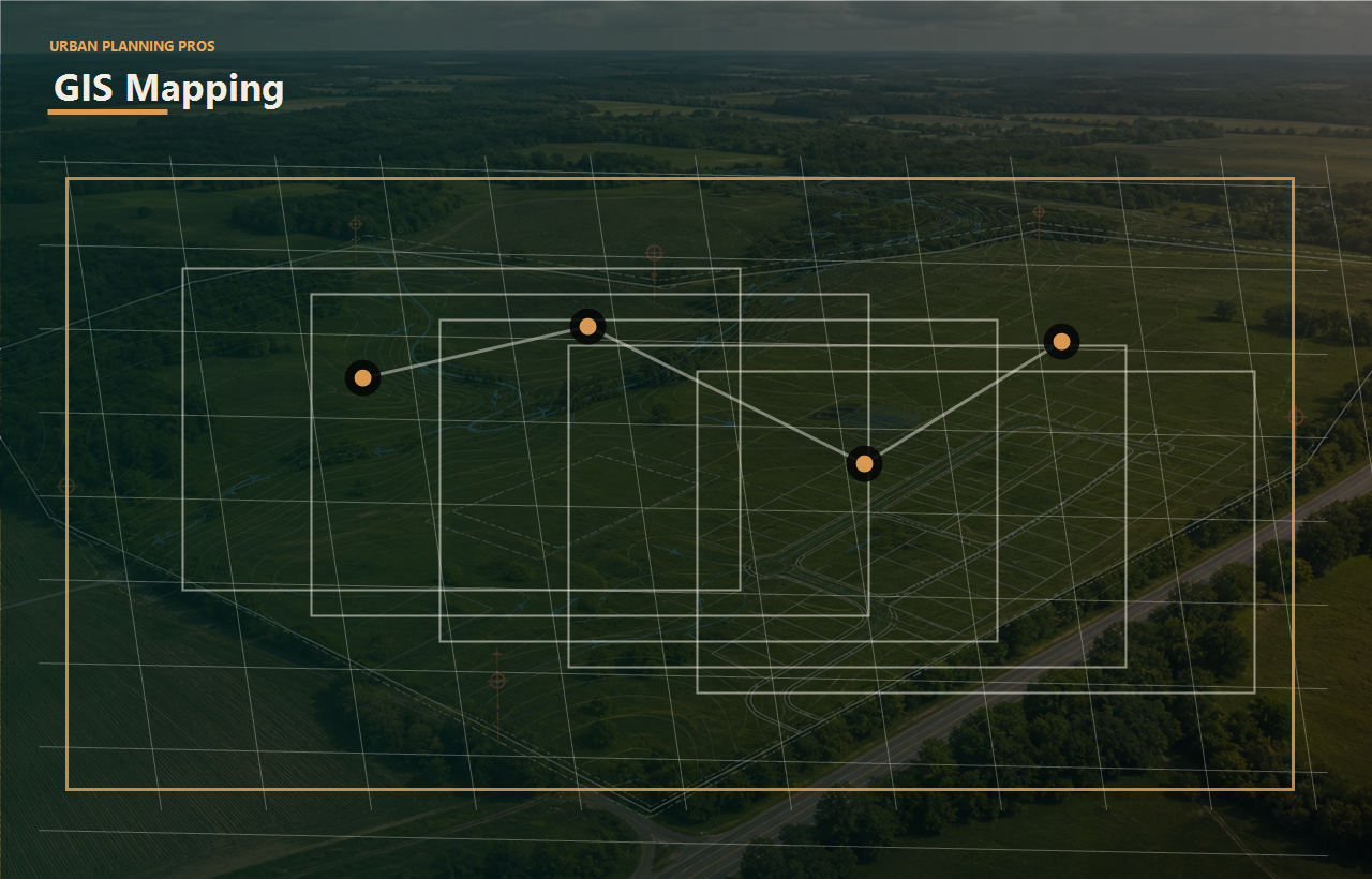 GPS/GIS Mapping Services header image for Urban Planning Pros showing GIS mapping image with grid layers and parcel points