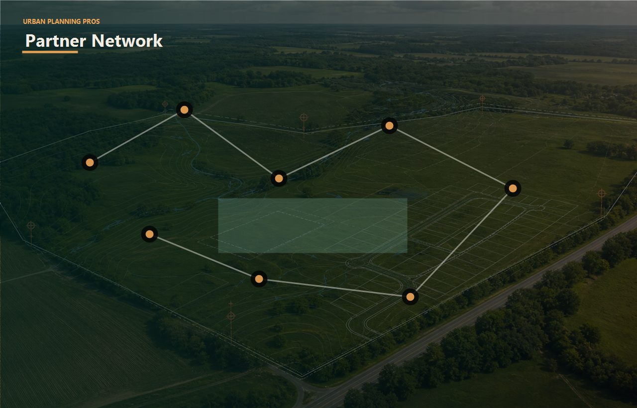 Urban Planning Pros partners header image for Urban Planning Pros showing Partner network image with connected project-team nodes